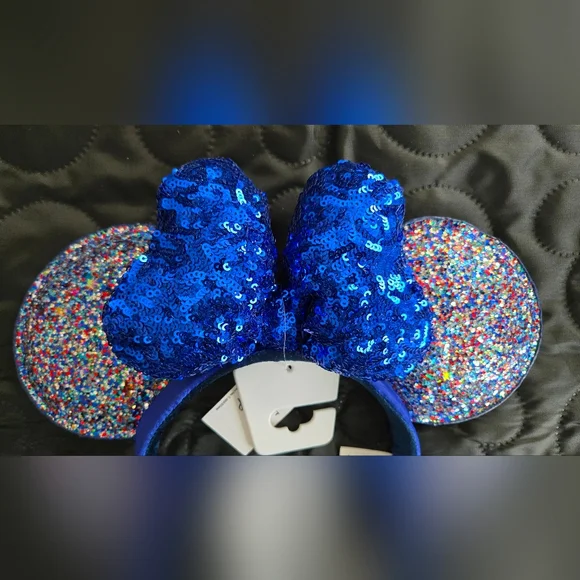 NWT Disney Parks Minnie Mouse Ears 2020 Celebration Blue Sparkle Bow Headband - Picture 4 of 5